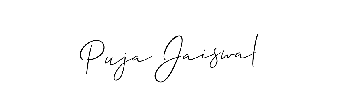 You should practise on your own different ways (Allison_Script) to write your name (Puja Jaiswal) in signature. don't let someone else do it for you. Puja Jaiswal signature style 2 images and pictures png
