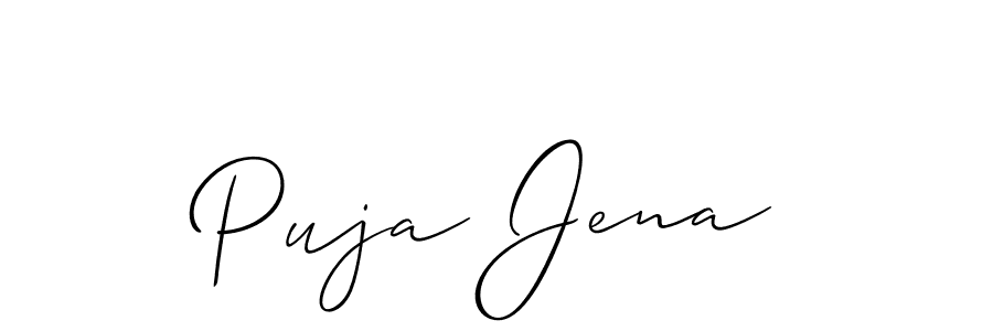 Make a beautiful signature design for name Puja Jena. With this signature (Allison_Script) style, you can create a handwritten signature for free. Puja Jena signature style 2 images and pictures png