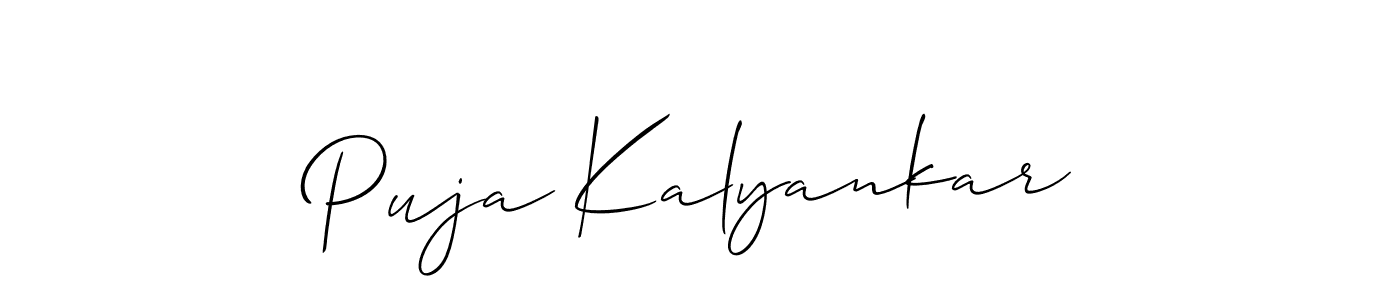 if you are searching for the best signature style for your name Puja Kalyankar. so please give up your signature search. here we have designed multiple signature styles  using Allison_Script. Puja Kalyankar signature style 2 images and pictures png