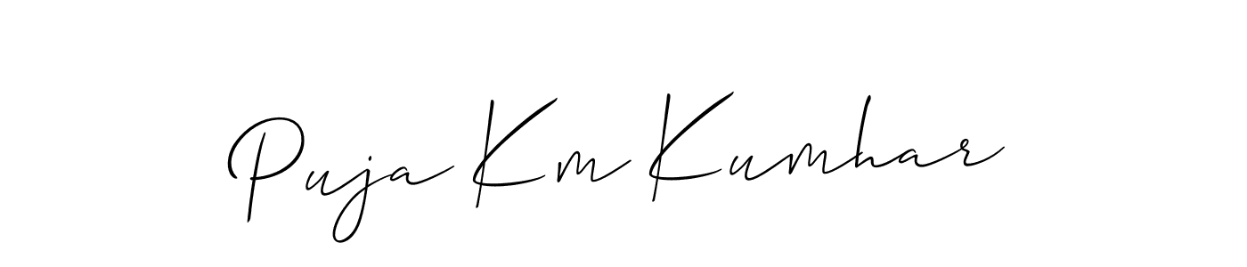 Puja Km Kumhar stylish signature style. Best Handwritten Sign (Allison_Script) for my name. Handwritten Signature Collection Ideas for my name Puja Km Kumhar. Puja Km Kumhar signature style 2 images and pictures png