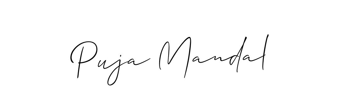 How to make Puja Mandal signature? Allison_Script is a professional autograph style. Create handwritten signature for Puja Mandal name. Puja Mandal signature style 2 images and pictures png