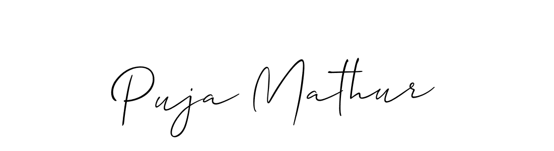 Use a signature maker to create a handwritten signature online. With this signature software, you can design (Allison_Script) your own signature for name Puja Mathur. Puja Mathur signature style 2 images and pictures png