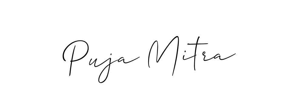 Puja Mitra stylish signature style. Best Handwritten Sign (Allison_Script) for my name. Handwritten Signature Collection Ideas for my name Puja Mitra. Puja Mitra signature style 2 images and pictures png