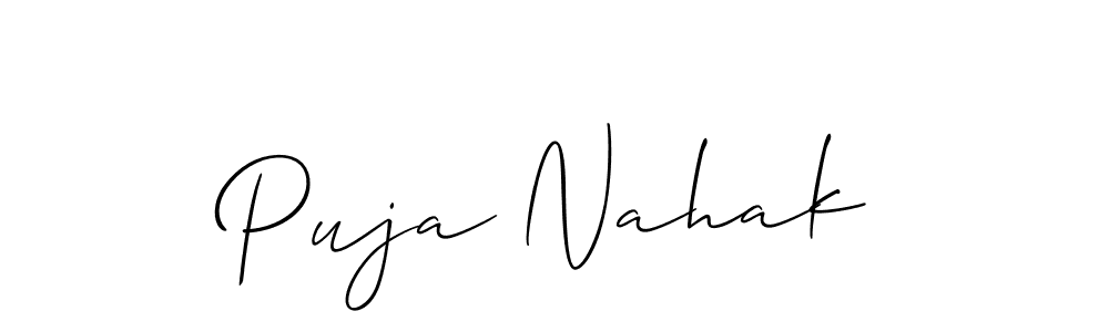 Puja Nahak stylish signature style. Best Handwritten Sign (Allison_Script) for my name. Handwritten Signature Collection Ideas for my name Puja Nahak. Puja Nahak signature style 2 images and pictures png
