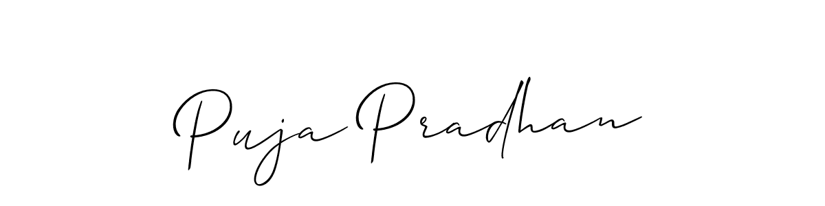 You should practise on your own different ways (Allison_Script) to write your name (Puja Pradhan) in signature. don't let someone else do it for you. Puja Pradhan signature style 2 images and pictures png