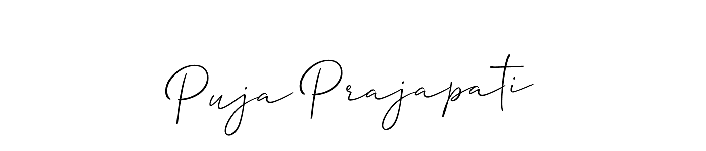 You should practise on your own different ways (Allison_Script) to write your name (Puja Prajapati) in signature. don't let someone else do it for you. Puja Prajapati signature style 2 images and pictures png