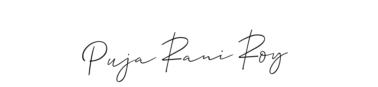 How to make Puja Rani Roy signature? Allison_Script is a professional autograph style. Create handwritten signature for Puja Rani Roy name. Puja Rani Roy signature style 2 images and pictures png