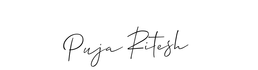 Create a beautiful signature design for name Puja Ritesh. With this signature (Allison_Script) fonts, you can make a handwritten signature for free. Puja Ritesh signature style 2 images and pictures png