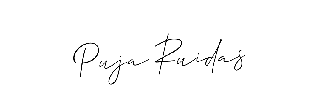 You should practise on your own different ways (Allison_Script) to write your name (Puja Ruidas) in signature. don't let someone else do it for you. Puja Ruidas signature style 2 images and pictures png