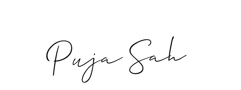 Use a signature maker to create a handwritten signature online. With this signature software, you can design (Allison_Script) your own signature for name Puja Sah. Puja Sah signature style 2 images and pictures png