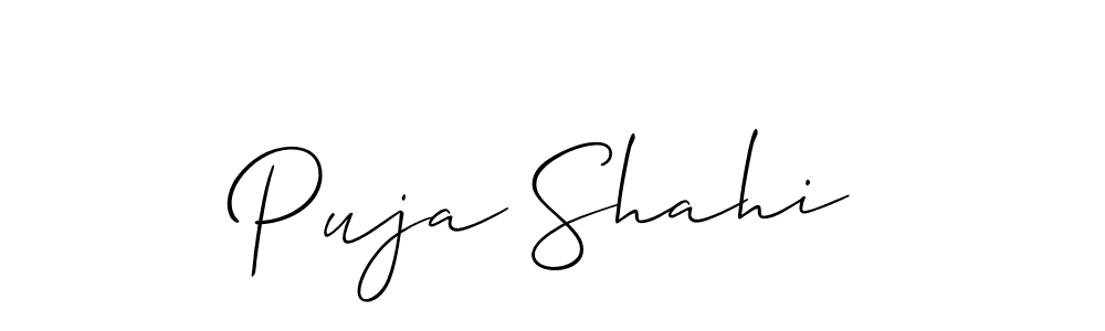 The best way (Allison_Script) to make a short signature is to pick only two or three words in your name. The name Puja Shahi include a total of six letters. For converting this name. Puja Shahi signature style 2 images and pictures png