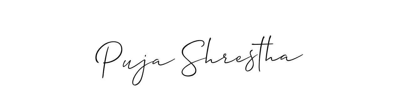 How to Draw Puja Shrestha signature style? Allison_Script is a latest design signature styles for name Puja Shrestha. Puja Shrestha signature style 2 images and pictures png