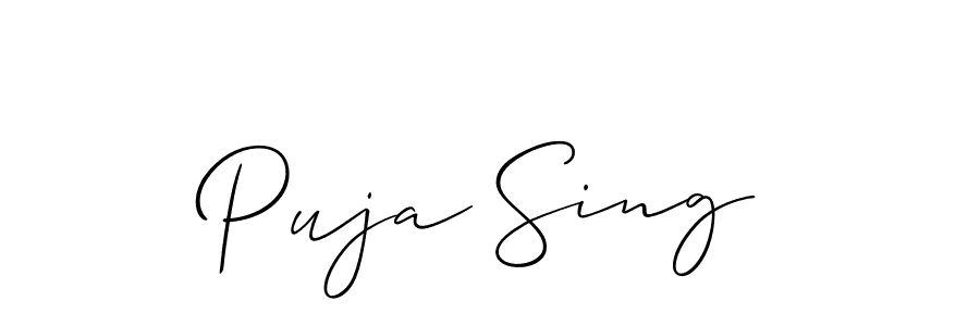 if you are searching for the best signature style for your name Puja Sing. so please give up your signature search. here we have designed multiple signature styles  using Allison_Script. Puja Sing signature style 2 images and pictures png