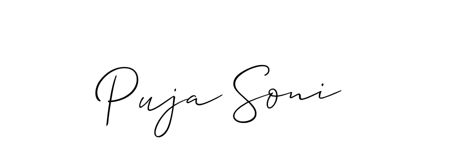Design your own signature with our free online signature maker. With this signature software, you can create a handwritten (Allison_Script) signature for name Puja Soni. Puja Soni signature style 2 images and pictures png