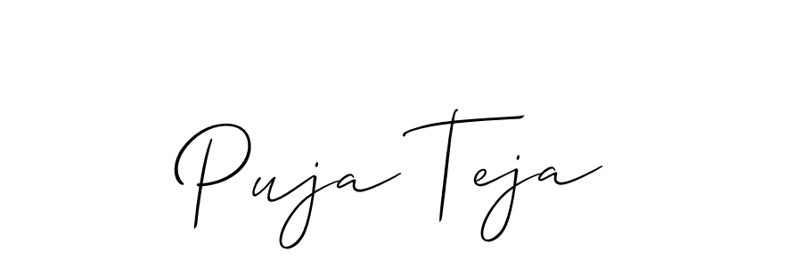 You should practise on your own different ways (Allison_Script) to write your name (Puja Teja) in signature. don't let someone else do it for you. Puja Teja signature style 2 images and pictures png