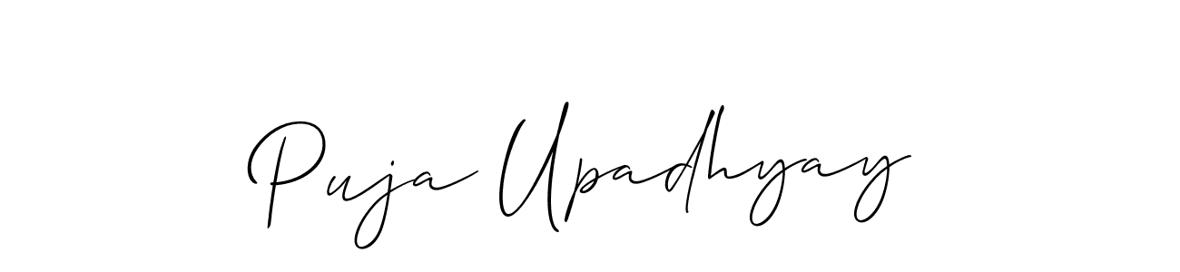 Make a beautiful signature design for name Puja Upadhyay. With this signature (Allison_Script) style, you can create a handwritten signature for free. Puja Upadhyay signature style 2 images and pictures png