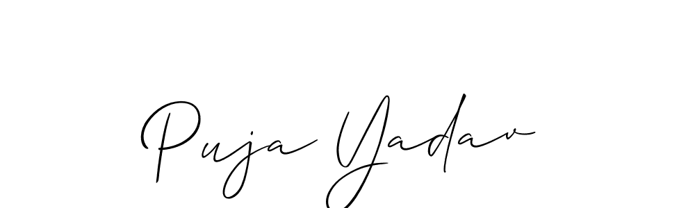 Similarly Allison_Script is the best handwritten signature design. Signature creator online .You can use it as an online autograph creator for name Puja Yadav. Puja Yadav signature style 2 images and pictures png