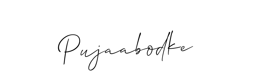 It looks lik you need a new signature style for name Pujaabodke. Design unique handwritten (Allison_Script) signature with our free signature maker in just a few clicks. Pujaabodke signature style 2 images and pictures png