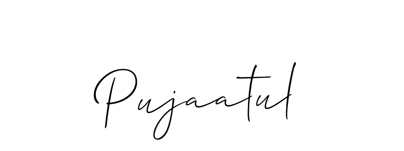 It looks lik you need a new signature style for name Pujaatul. Design unique handwritten (Allison_Script) signature with our free signature maker in just a few clicks. Pujaatul signature style 2 images and pictures png