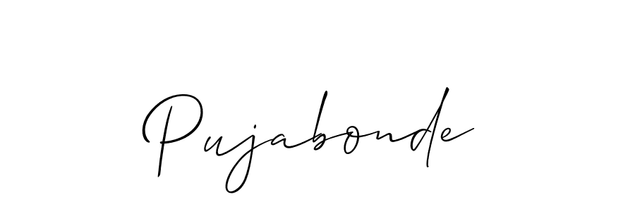 How to make Pujabonde name signature. Use Allison_Script style for creating short signs online. This is the latest handwritten sign. Pujabonde signature style 2 images and pictures png