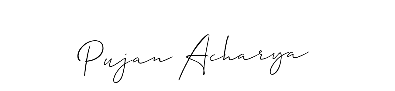 Also we have Pujan Acharya name is the best signature style. Create professional handwritten signature collection using Allison_Script autograph style. Pujan Acharya signature style 2 images and pictures png