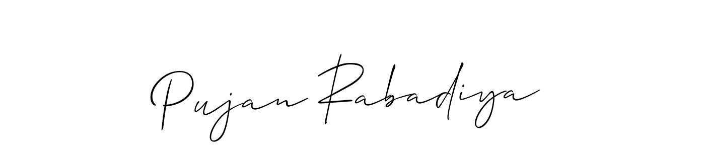 Make a short Pujan Rabadiya signature style. Manage your documents anywhere anytime using Allison_Script. Create and add eSignatures, submit forms, share and send files easily. Pujan Rabadiya signature style 2 images and pictures png