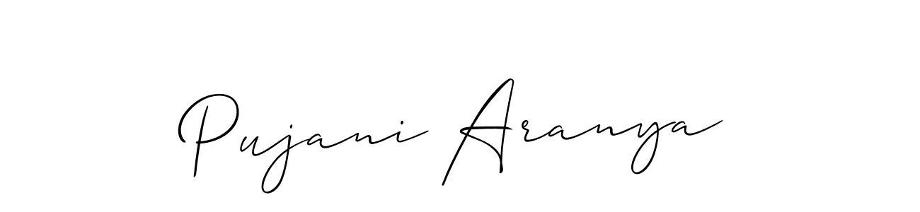 Also You can easily find your signature by using the search form. We will create Pujani Aranya name handwritten signature images for you free of cost using Allison_Script sign style. Pujani Aranya signature style 2 images and pictures png