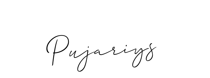 Use a signature maker to create a handwritten signature online. With this signature software, you can design (Allison_Script) your own signature for name Pujariys. Pujariys signature style 2 images and pictures png
