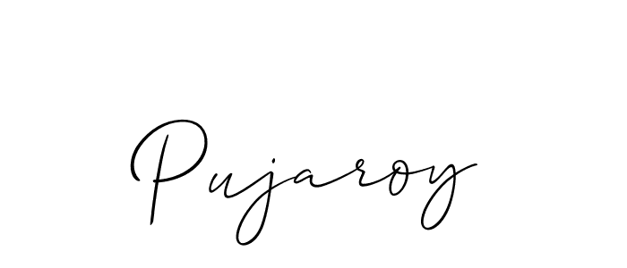 Create a beautiful signature design for name Pujaroy. With this signature (Allison_Script) fonts, you can make a handwritten signature for free. Pujaroy signature style 2 images and pictures png