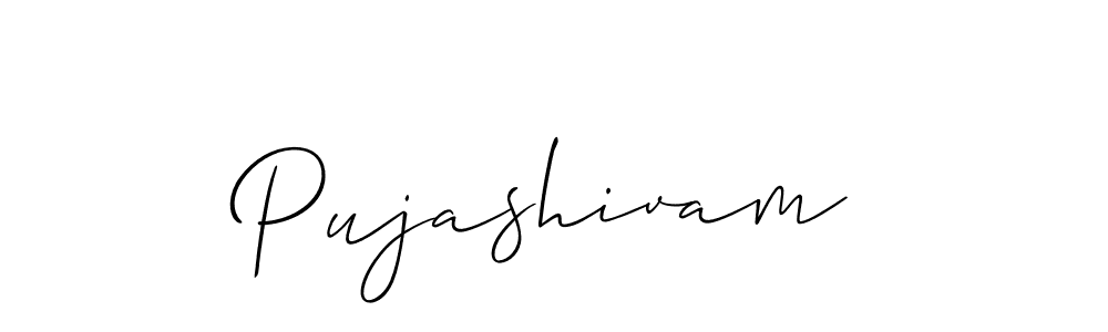 if you are searching for the best signature style for your name Pujashivam. so please give up your signature search. here we have designed multiple signature styles  using Allison_Script. Pujashivam signature style 2 images and pictures png