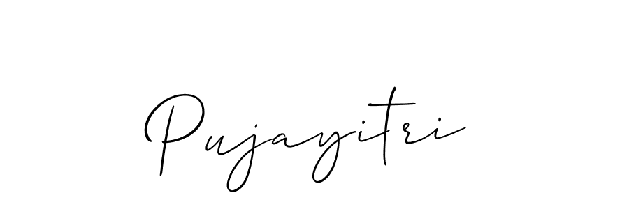 You should practise on your own different ways (Allison_Script) to write your name (Pujayitri) in signature. don't let someone else do it for you. Pujayitri signature style 2 images and pictures png