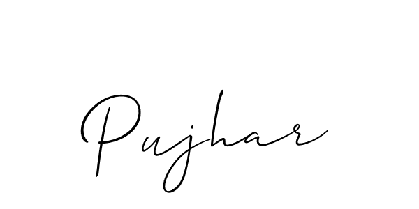 Make a beautiful signature design for name Pujhar. With this signature (Allison_Script) style, you can create a handwritten signature for free. Pujhar signature style 2 images and pictures png