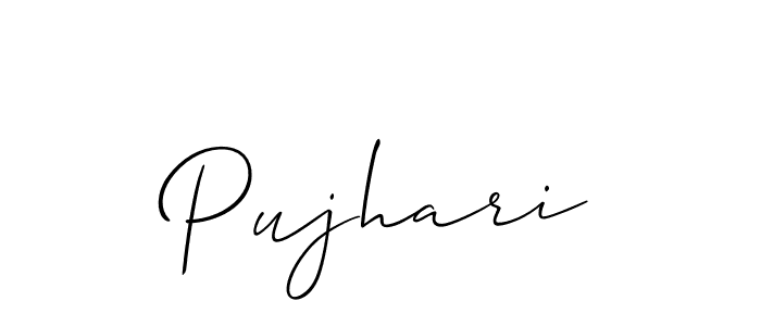 Create a beautiful signature design for name Pujhari. With this signature (Allison_Script) fonts, you can make a handwritten signature for free. Pujhari signature style 2 images and pictures png