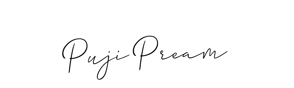 Use a signature maker to create a handwritten signature online. With this signature software, you can design (Allison_Script) your own signature for name Puji Pream. Puji Pream signature style 2 images and pictures png