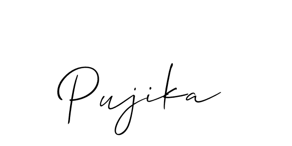 Similarly Allison_Script is the best handwritten signature design. Signature creator online .You can use it as an online autograph creator for name Pujika. Pujika signature style 2 images and pictures png