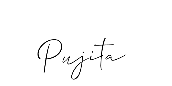 Also You can easily find your signature by using the search form. We will create Pujita name handwritten signature images for you free of cost using Allison_Script sign style. Pujita signature style 2 images and pictures png