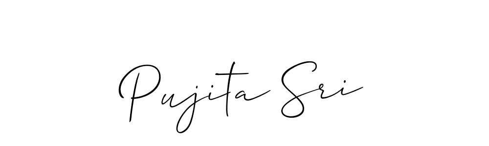 Similarly Allison_Script is the best handwritten signature design. Signature creator online .You can use it as an online autograph creator for name Pujita Sri. Pujita Sri signature style 2 images and pictures png