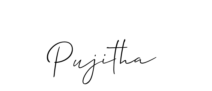 Pujitha stylish signature style. Best Handwritten Sign (Allison_Script) for my name. Handwritten Signature Collection Ideas for my name Pujitha. Pujitha signature style 2 images and pictures png