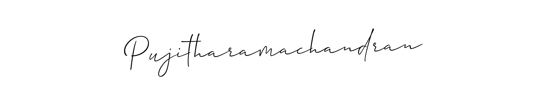 Make a short Pujitharamachandran signature style. Manage your documents anywhere anytime using Allison_Script. Create and add eSignatures, submit forms, share and send files easily. Pujitharamachandran signature style 2 images and pictures png