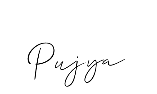 Make a beautiful signature design for name Pujya. With this signature (Allison_Script) style, you can create a handwritten signature for free. Pujya signature style 2 images and pictures png