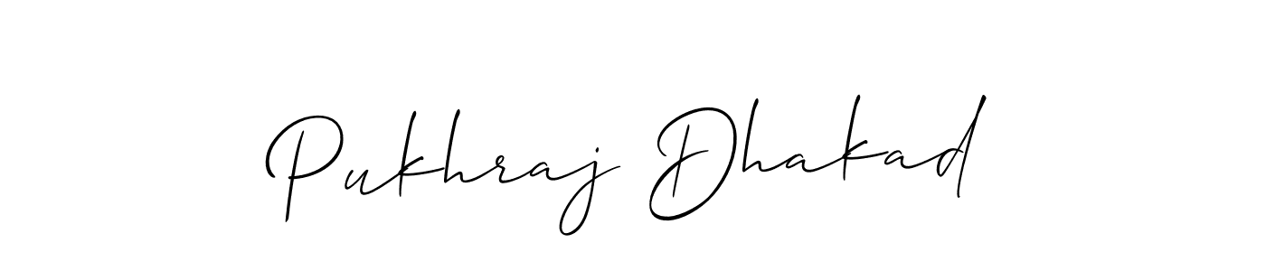 The best way (Allison_Script) to make a short signature is to pick only two or three words in your name. The name Pukhraj Dhakad include a total of six letters. For converting this name. Pukhraj Dhakad signature style 2 images and pictures png