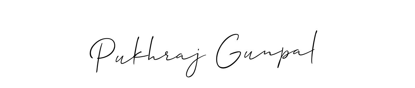 if you are searching for the best signature style for your name Pukhraj Gunpal. so please give up your signature search. here we have designed multiple signature styles  using Allison_Script. Pukhraj Gunpal signature style 2 images and pictures png