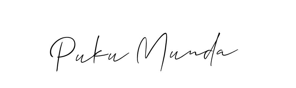 Make a beautiful signature design for name Puku Munda. With this signature (Allison_Script) style, you can create a handwritten signature for free. Puku Munda signature style 2 images and pictures png