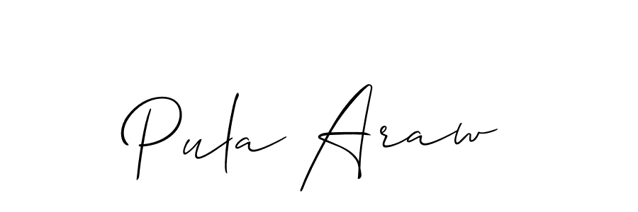 Use a signature maker to create a handwritten signature online. With this signature software, you can design (Allison_Script) your own signature for name Pula Araw. Pula Araw signature style 2 images and pictures png