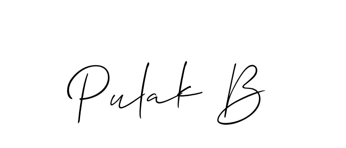 Create a beautiful signature design for name Pulak B. With this signature (Allison_Script) fonts, you can make a handwritten signature for free. Pulak B signature style 2 images and pictures png