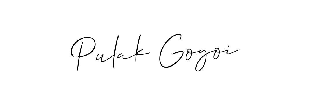 Pulak Gogoi stylish signature style. Best Handwritten Sign (Allison_Script) for my name. Handwritten Signature Collection Ideas for my name Pulak Gogoi. Pulak Gogoi signature style 2 images and pictures png