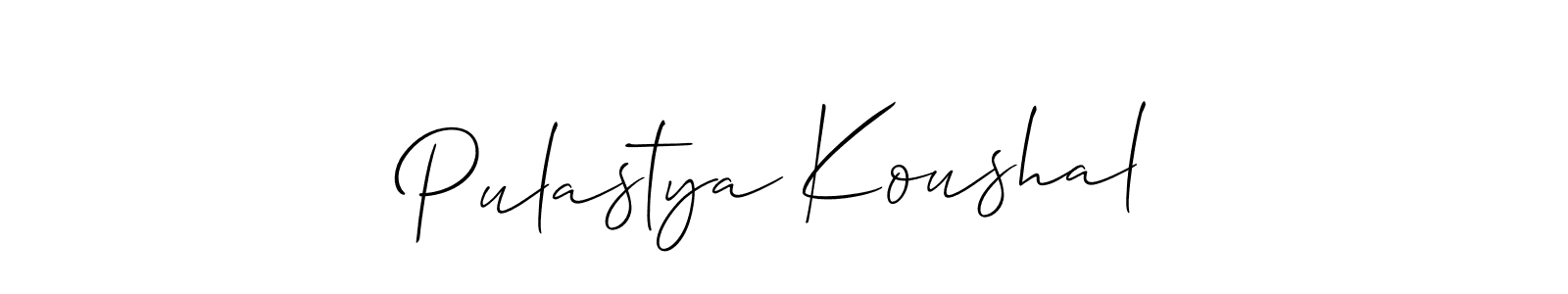 How to make Pulastya Koushal signature? Allison_Script is a professional autograph style. Create handwritten signature for Pulastya Koushal name. Pulastya Koushal signature style 2 images and pictures png