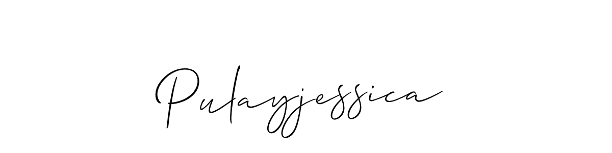 The best way (Allison_Script) to make a short signature is to pick only two or three words in your name. The name Pulayjessica include a total of six letters. For converting this name. Pulayjessica signature style 2 images and pictures png