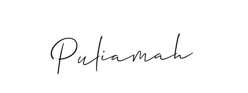 Design your own signature with our free online signature maker. With this signature software, you can create a handwritten (Allison_Script) signature for name Puliamah. Puliamah signature style 2 images and pictures png