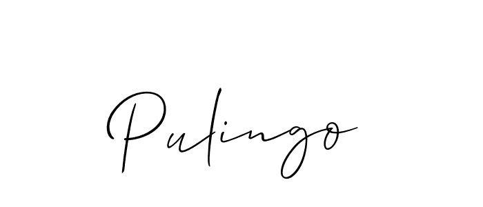 The best way (Allison_Script) to make a short signature is to pick only two or three words in your name. The name Pulingo include a total of six letters. For converting this name. Pulingo signature style 2 images and pictures png